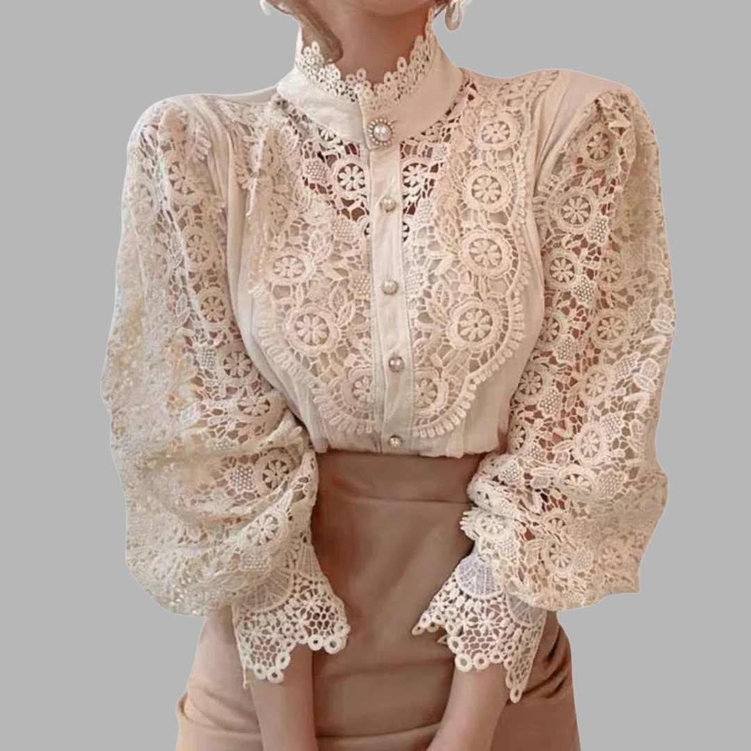 Chemise à manches longues avec dentelle et détails Tove