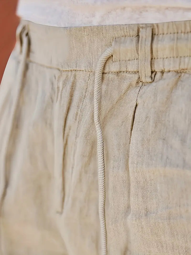 PANTALONS LARGES EN LIN AVEC CORDON