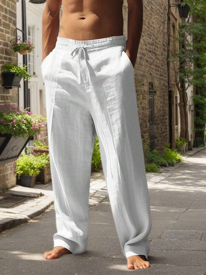 PANTALON LÉGER EN LIN AVEC CORDON