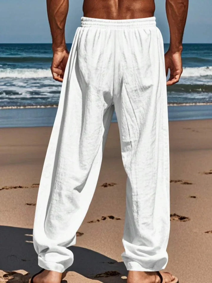 PANTALON LÉGER EN LIN AVEC CORDON