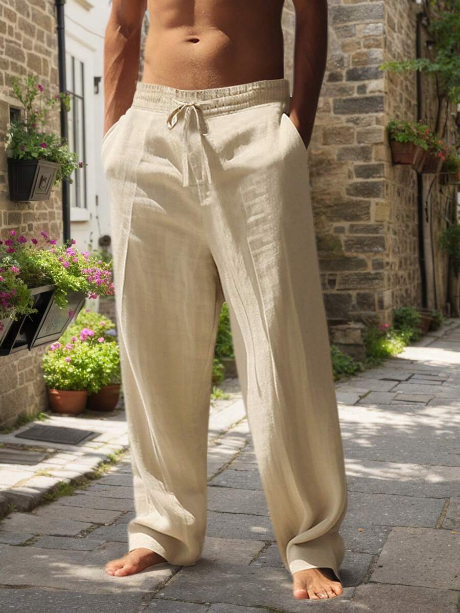 PANTALON LÉGER EN LIN AVEC CORDON