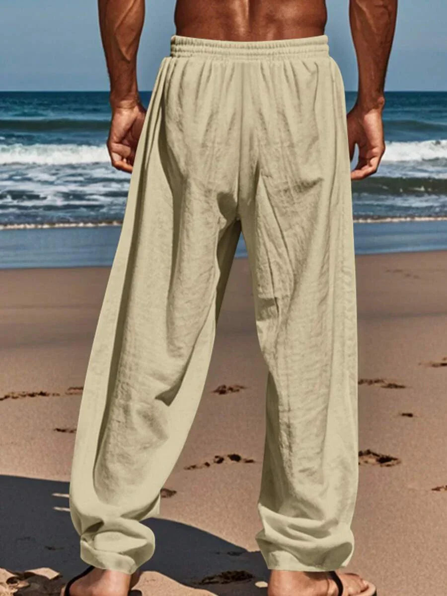 PANTALON LÉGER EN LIN AVEC CORDON