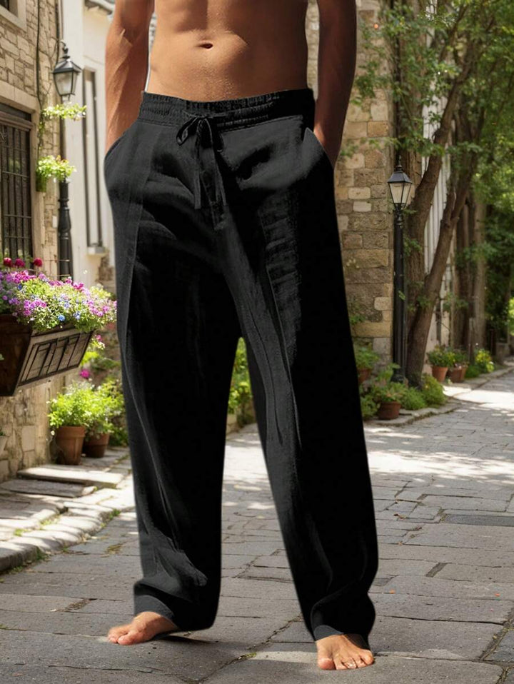 PANTALON LÉGER EN LIN AVEC CORDON