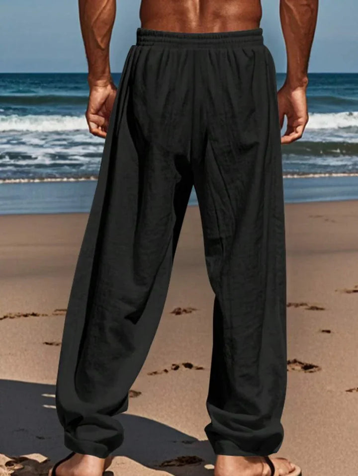 PANTALON LÉGER EN LIN AVEC CORDON