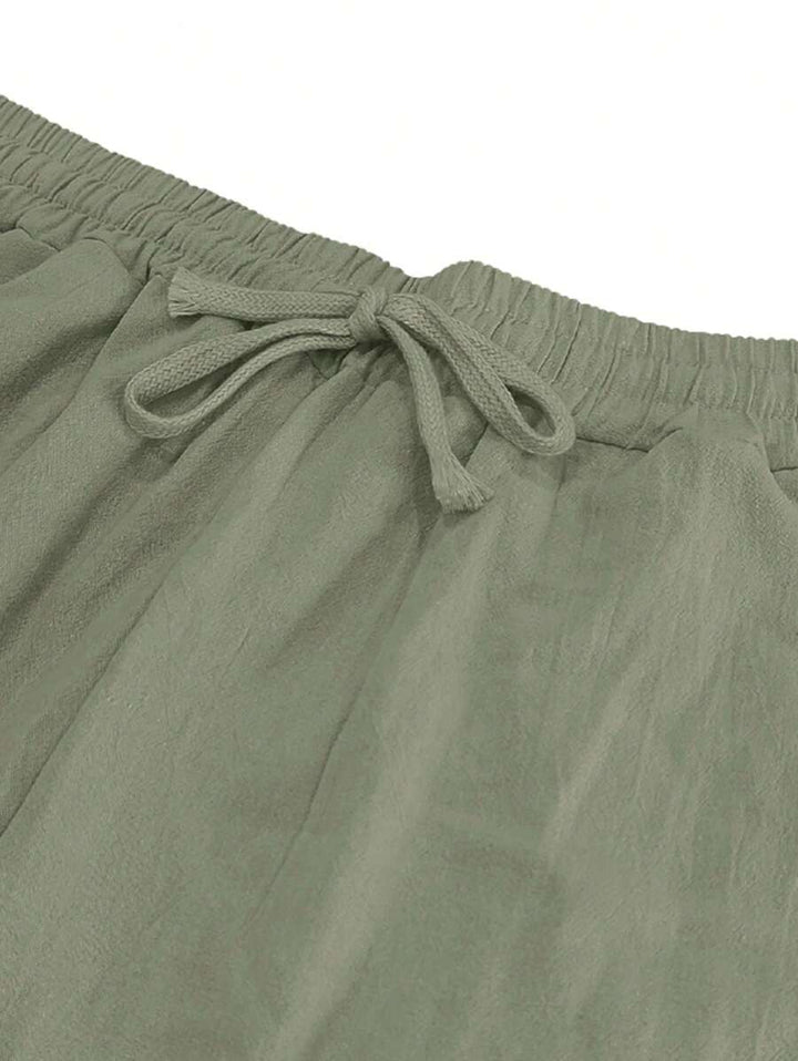 PANTALON LÉGER EN LIN AVEC CORDON