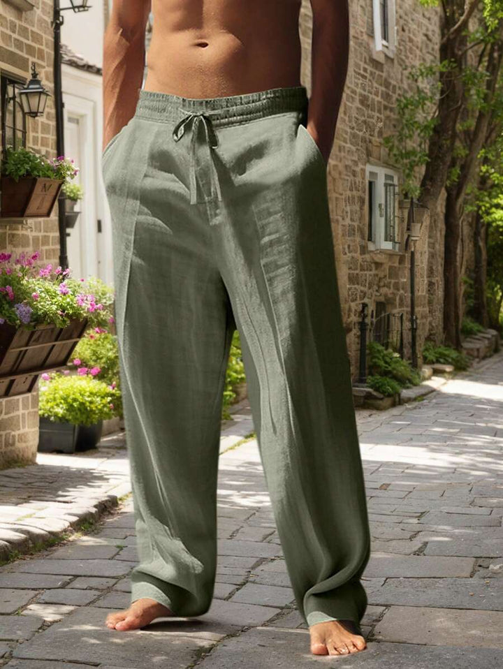 PANTALON LÉGER EN LIN AVEC CORDON