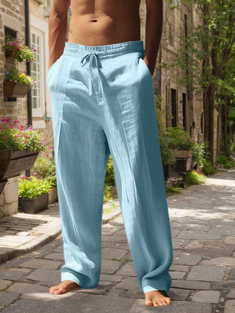 PANTALON LÉGER EN LIN AVEC CORDON