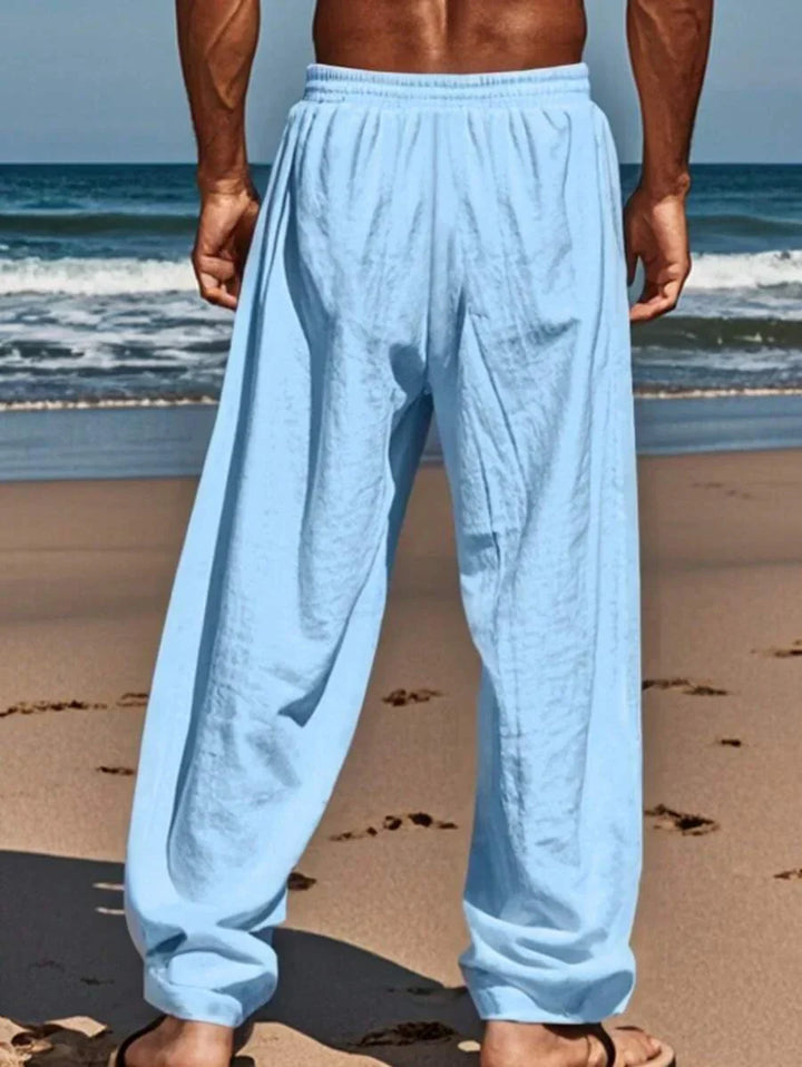 PANTALON LÉGER EN LIN AVEC CORDON