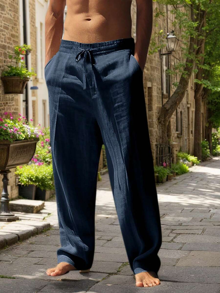 PANTALON LÉGER EN LIN AVEC CORDON