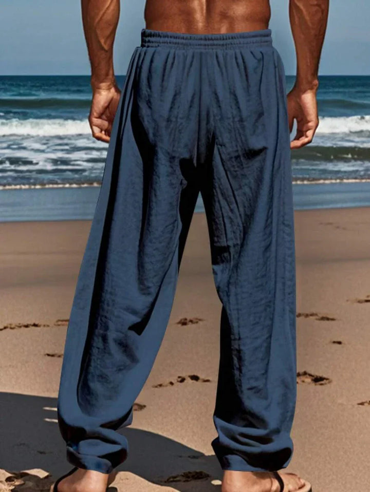 PANTALON LÉGER EN LIN AVEC CORDON