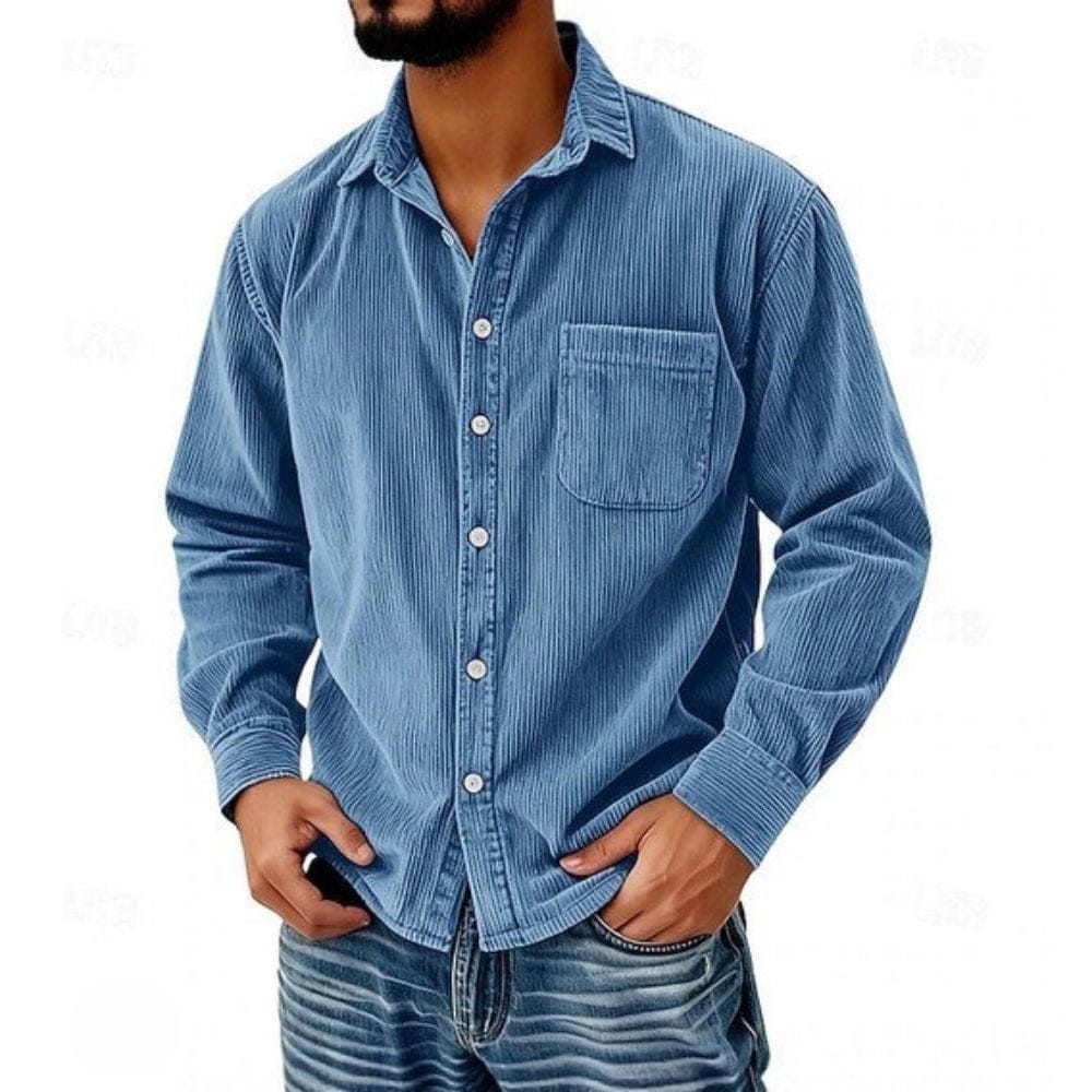 CHEMISE BOUTONNÉE EN VELOURS CÔTELÉ POUR HOMME