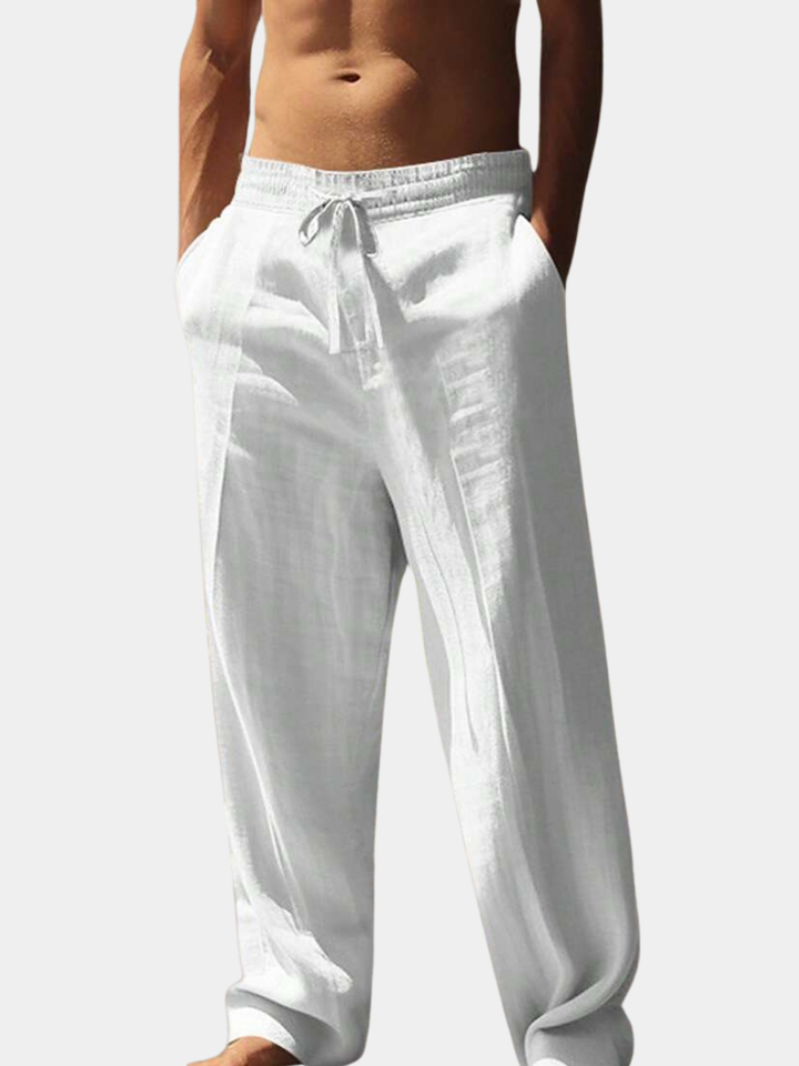 PANTALON LÉGER EN LIN AVEC CORDON