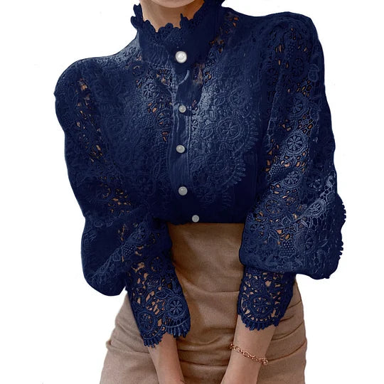 Chemise à manches longues avec dentelle et détails Tove
