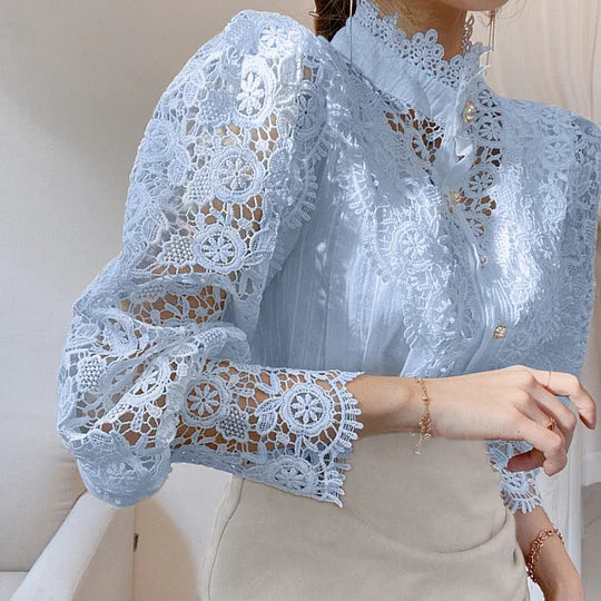 Chemise à manches longues avec dentelle et détails Tove