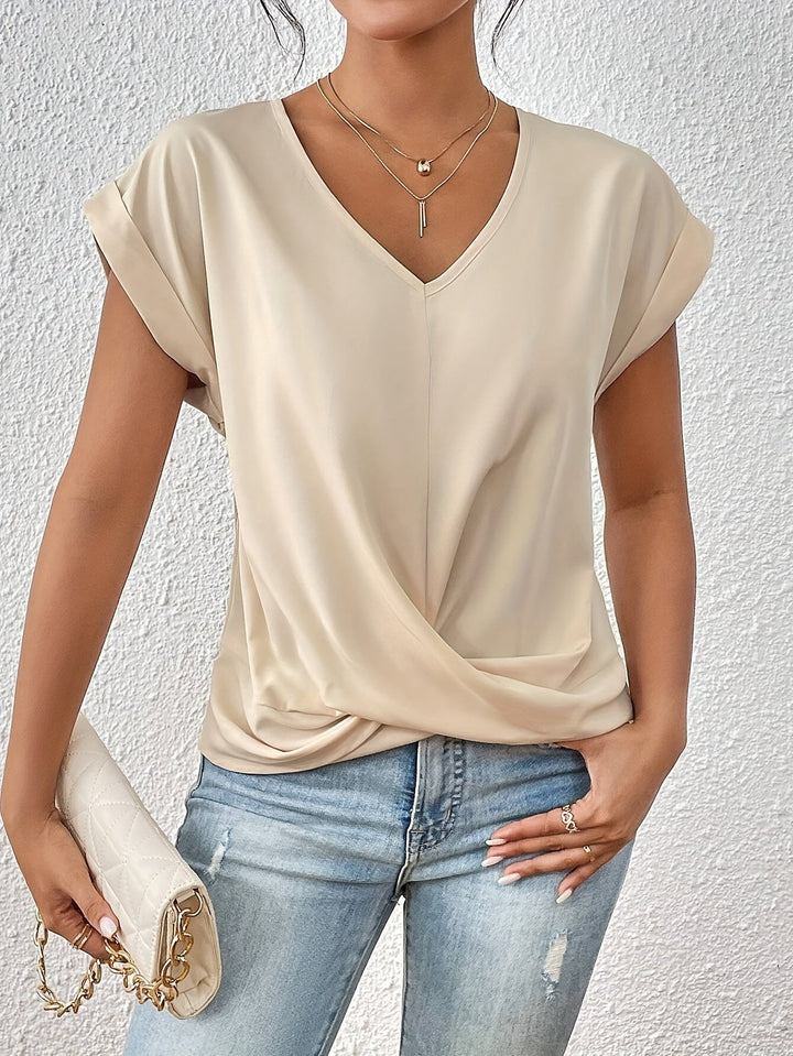 T-shirt décontracté avec col en V doux