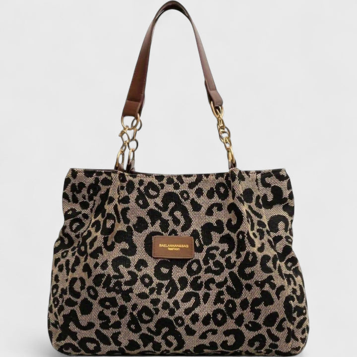 SAC SHOPPING EN TOILE MOTIF LÉOPARD