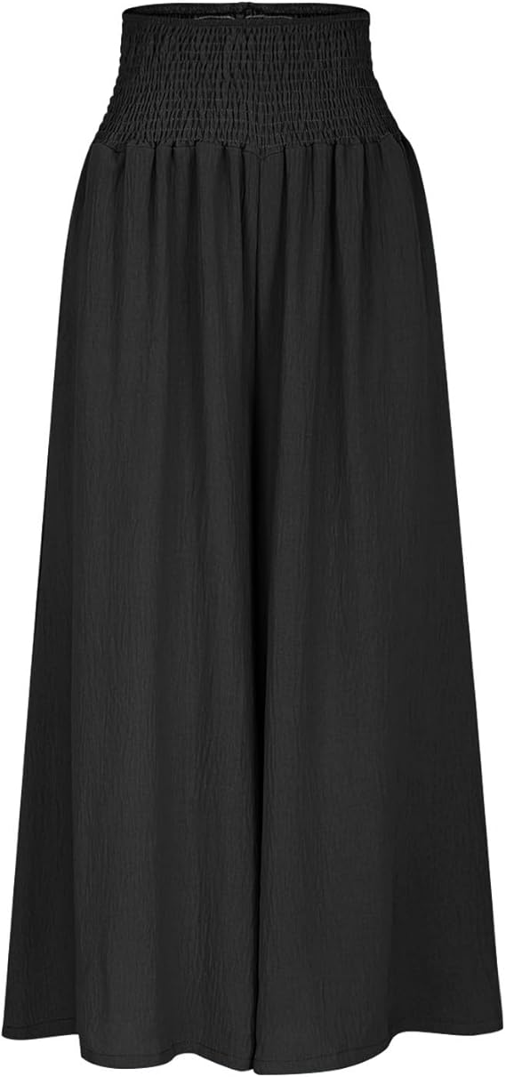 Pantalon large pour femme avec taille smockée