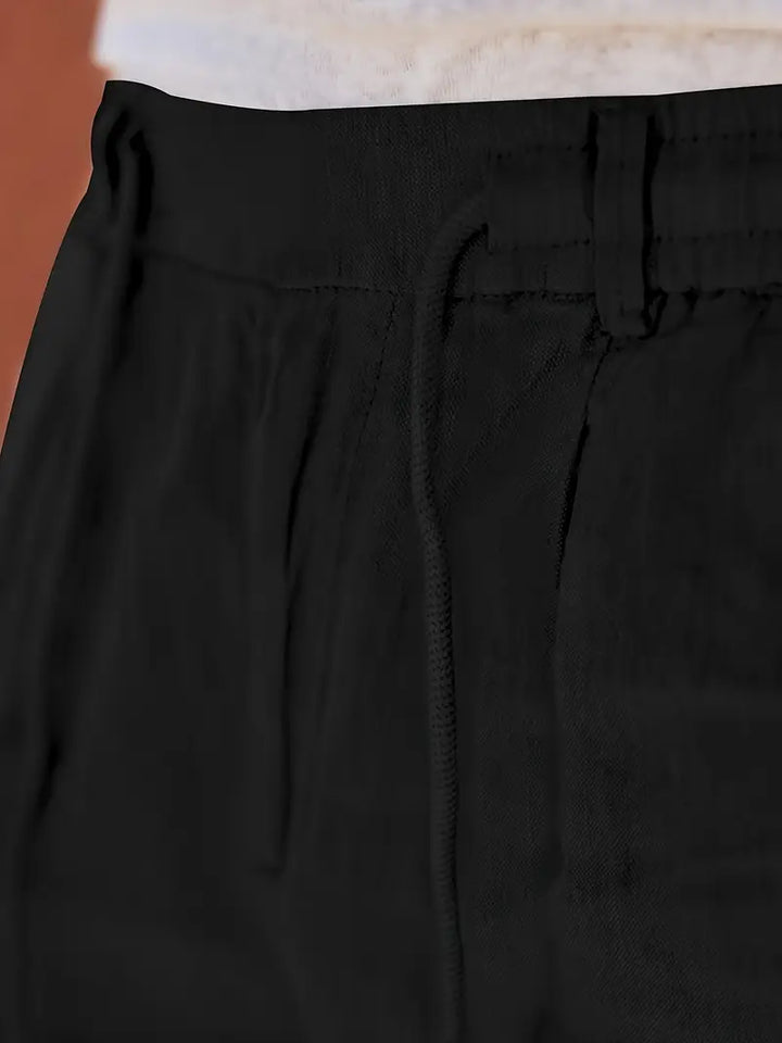 PANTALONS LARGES EN LIN AVEC CORDON
