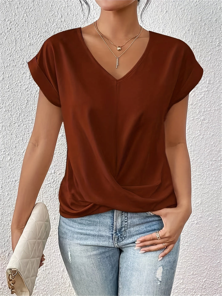 T-shirt décontracté avec col en V doux