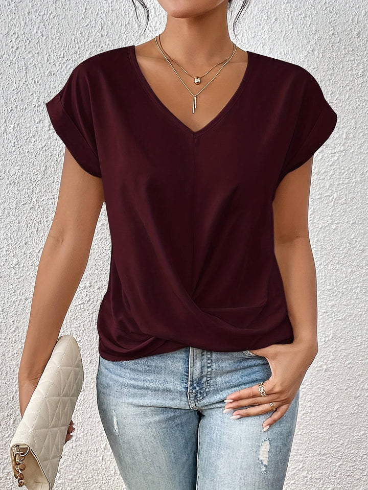 T-shirt décontracté avec col en V doux