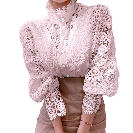 Chemise à manches longues avec dentelle et détails Tove