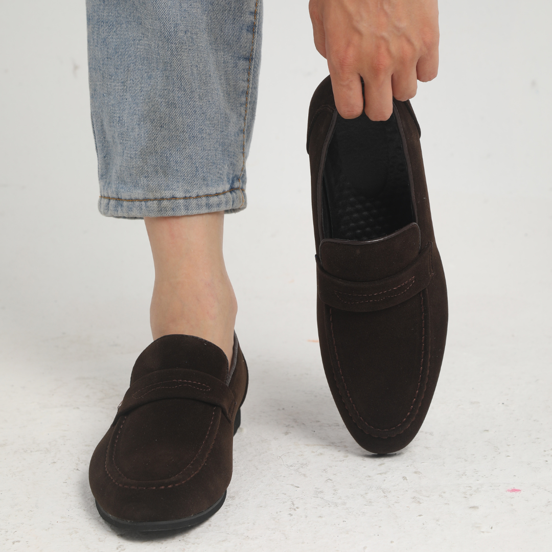 Mocassins à brides en daim