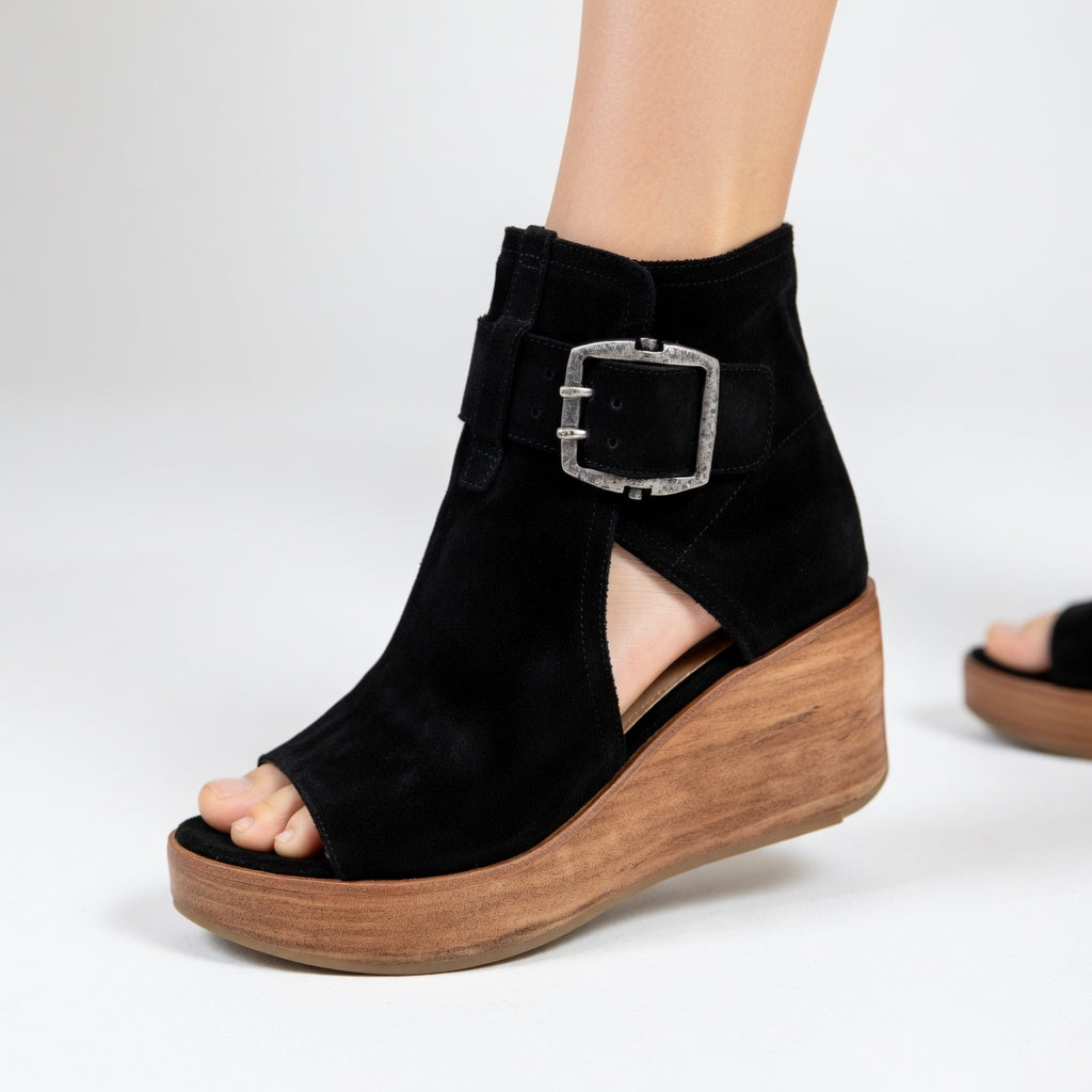 Bottines compensées ouvertes Lila