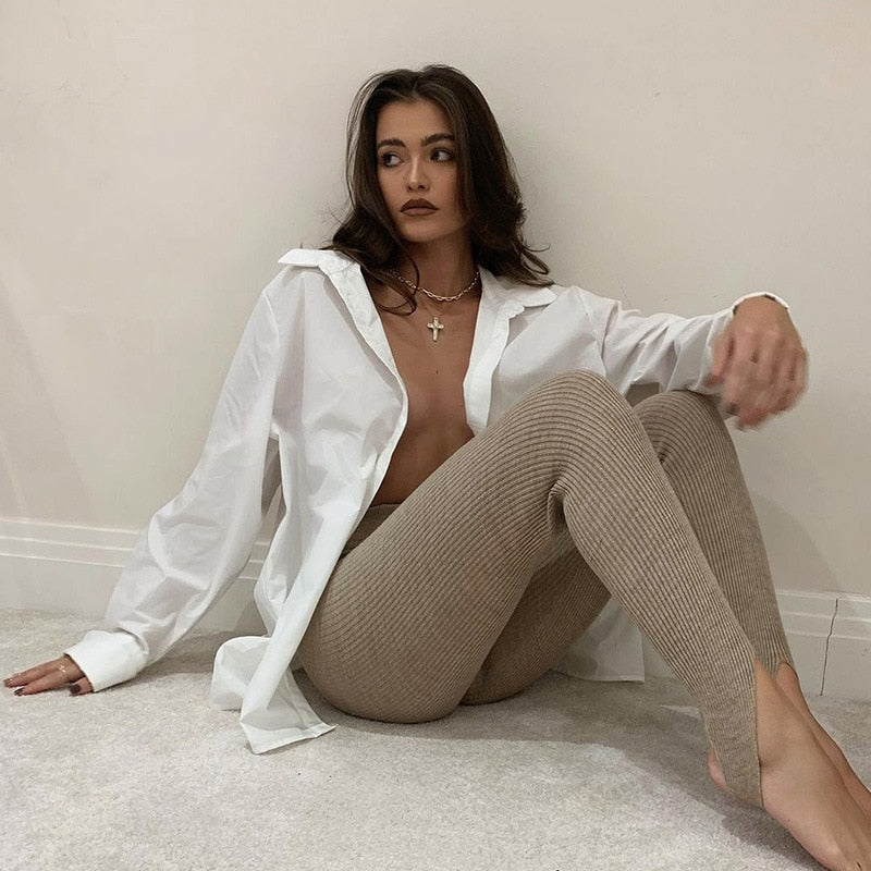 Leggings côtelés à sous-pied