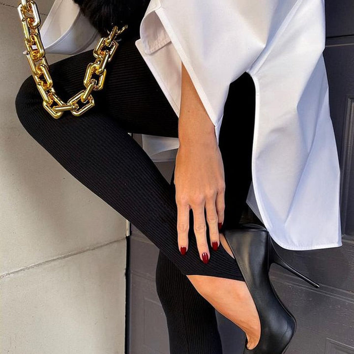 Leggings côtelés à sous-pied