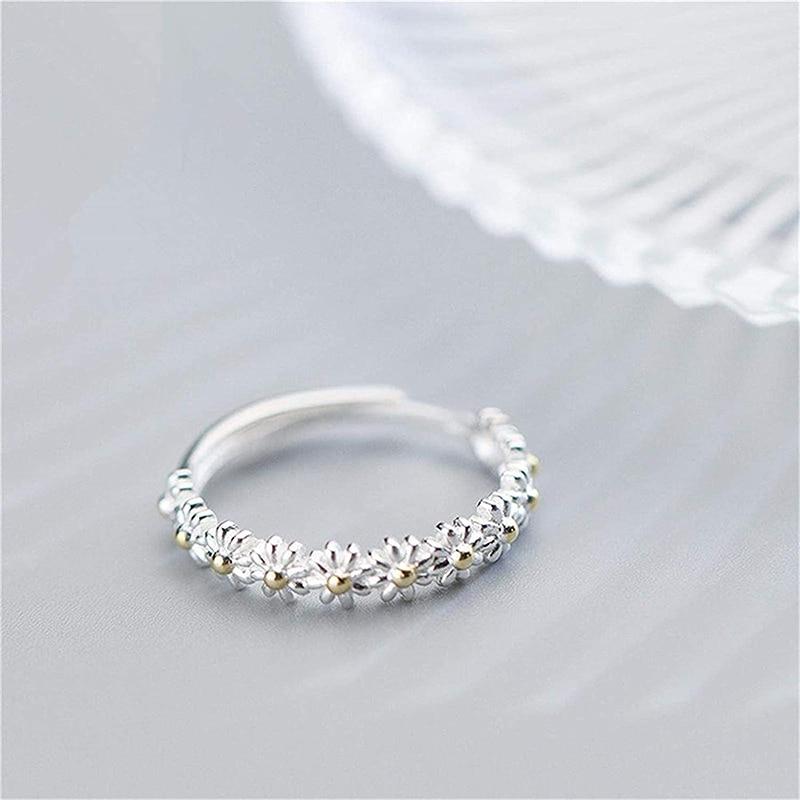 BAGUE RÉGLABLE EN ARGENT AVEC MARGUERITE