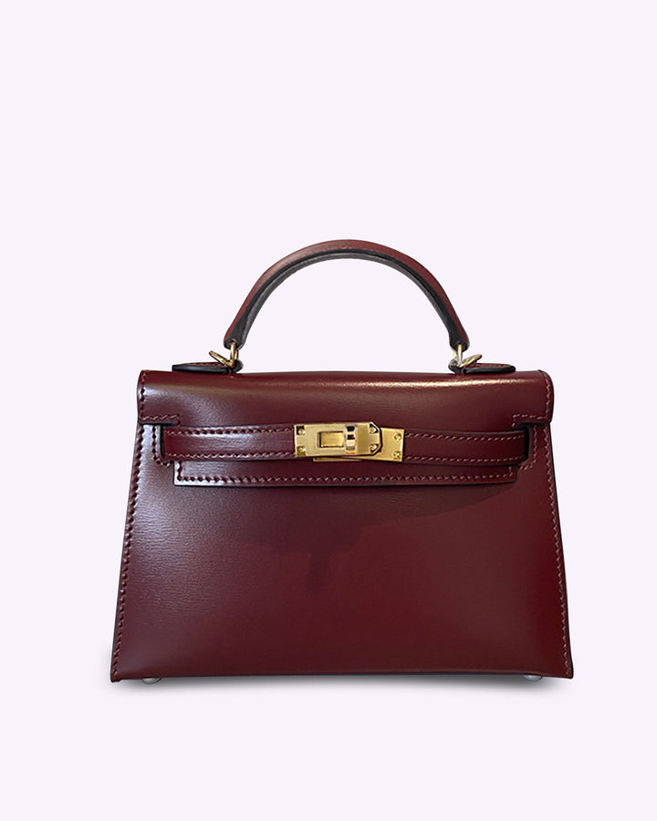 MINI SAC EN CUIR BORDEAUX ÉLÉGANT