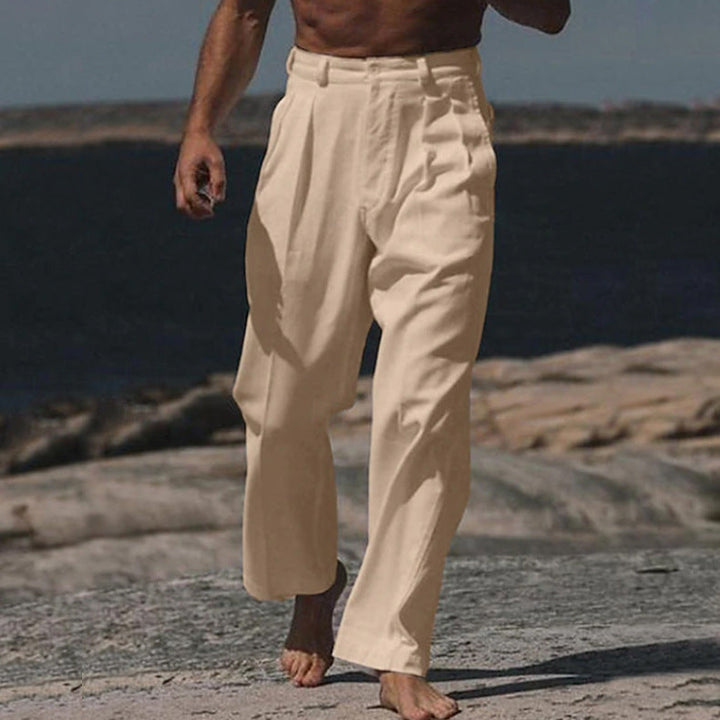 THEO PANTALONS EN LIN À JAMBES LARGES