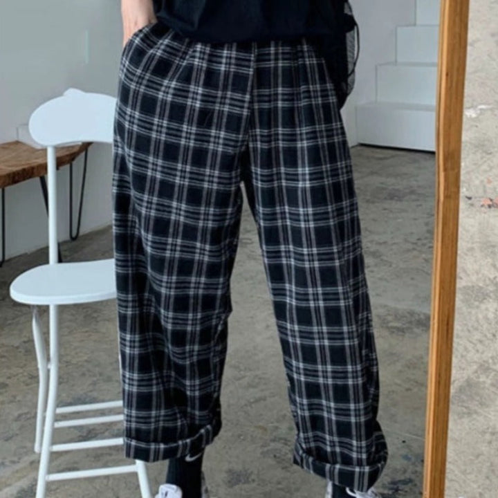 Pantalon ample oversize à carreaux