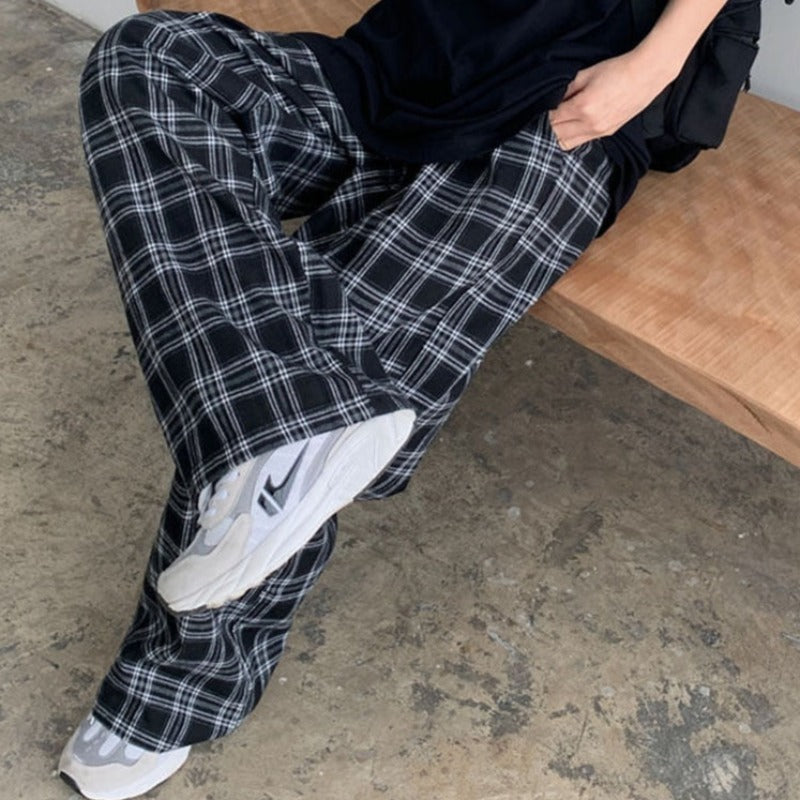 Pantalon ample oversize à carreaux