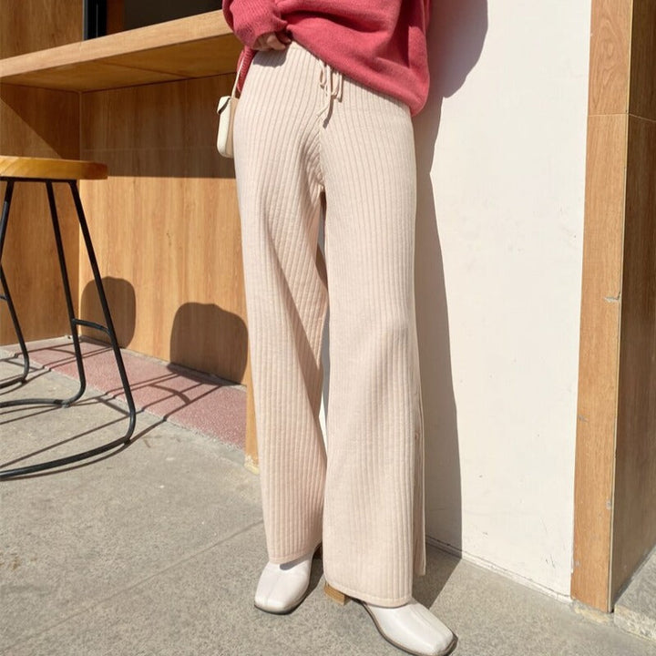 Pantalon ample en maille à boutons sur les jambes