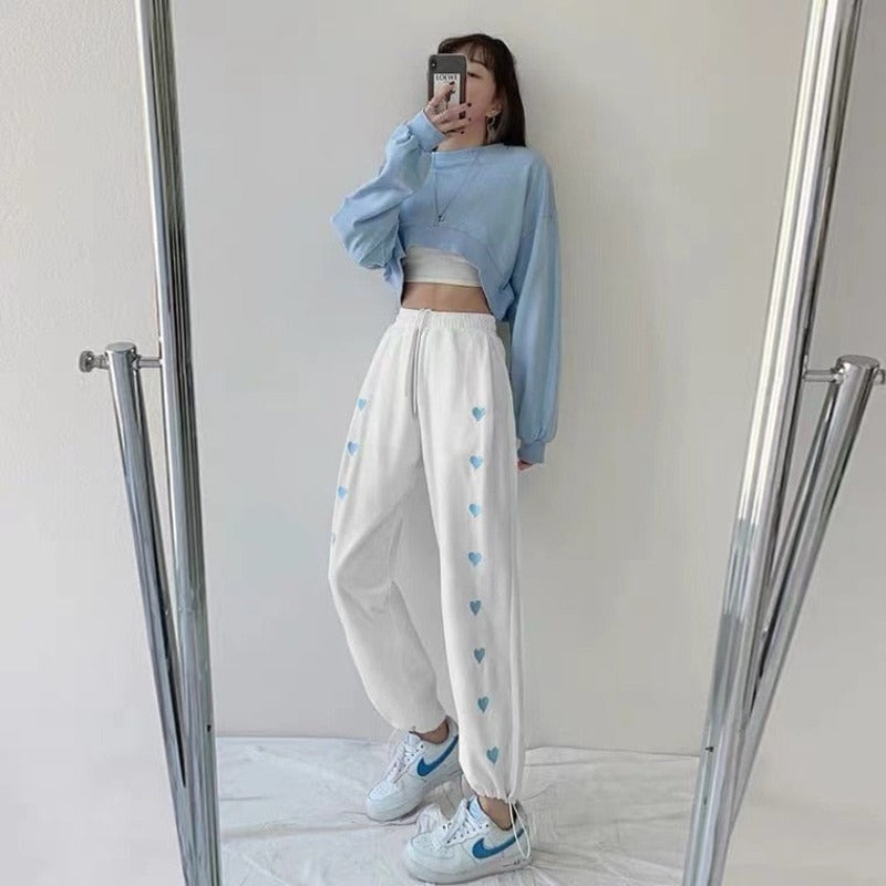 Pantalon de jogging ample à cœurs