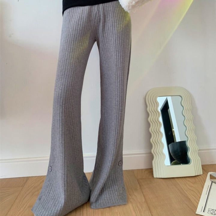 Pantalon ample en maille à boutons sur les jambes