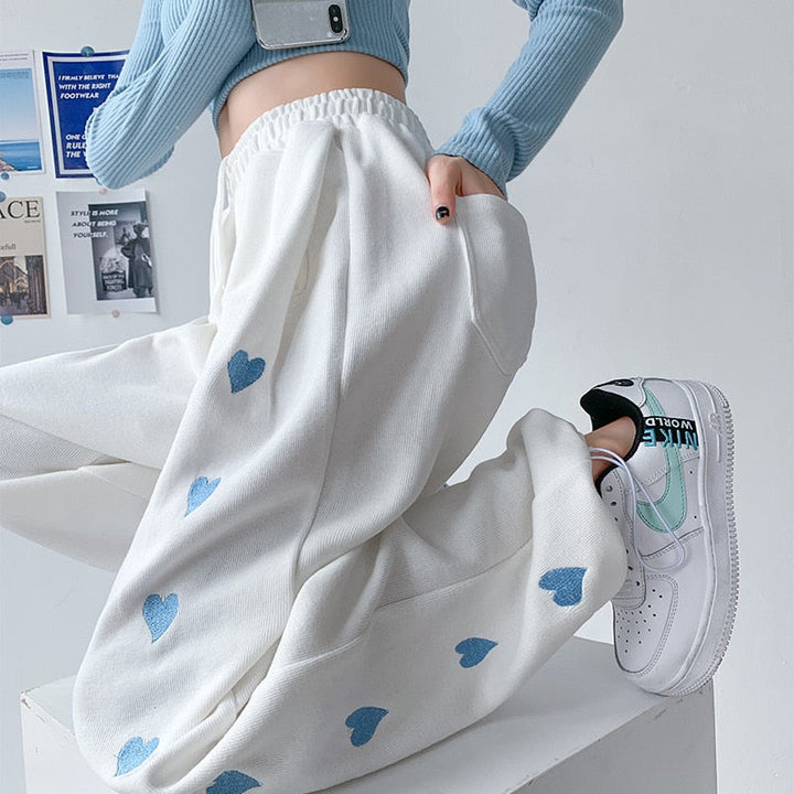 Pantalon de jogging ample à cœurs