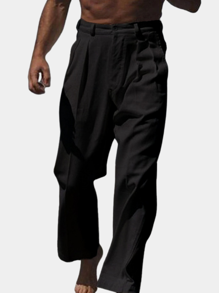 THEO PANTALONS EN LIN À JAMBES LARGES