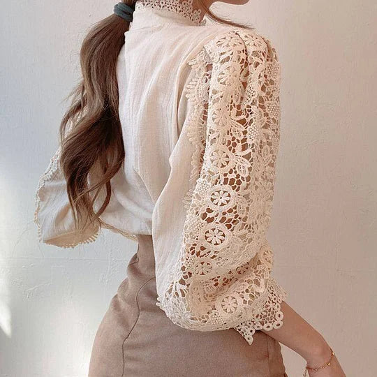 Chemise à manches longues avec dentelle et détails Tove