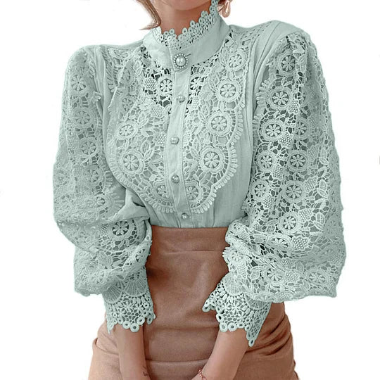 Chemise à manches longues avec dentelle et détails Tove