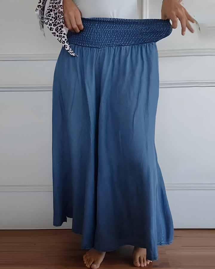 Pantalon large pour femme avec taille smockée