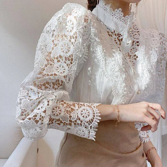 Chemise à manches longues avec dentelle et détails Tove