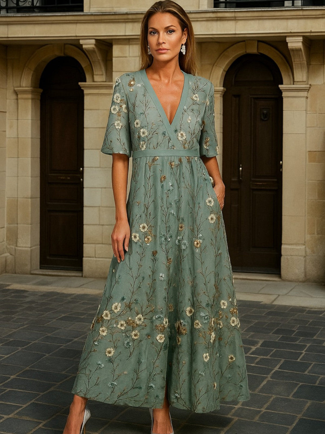 Robe Longue Élégance Botanique