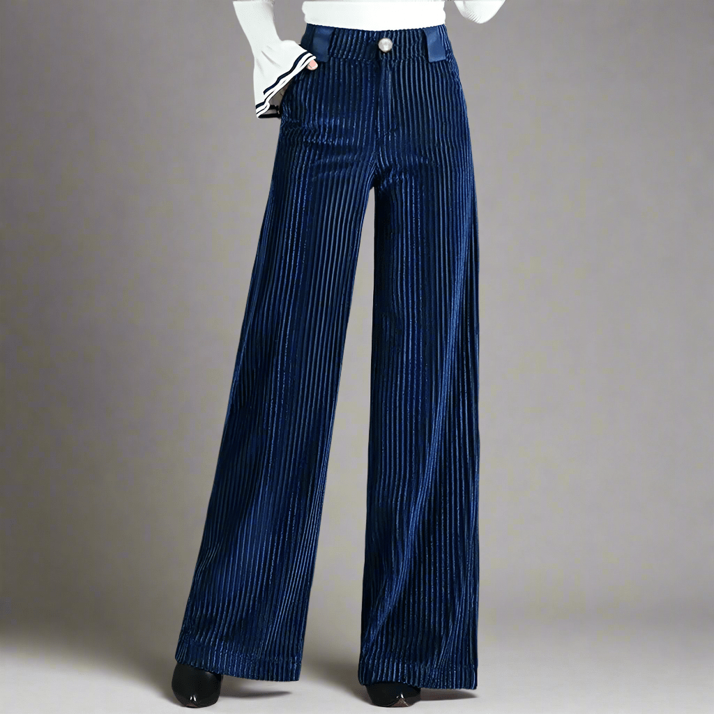 PANTALON EN VELOURS TRICOTÉ TAILLE HAUTE POUR FEMME