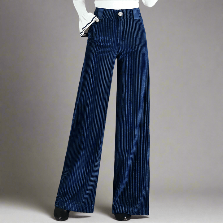 PANTALON EN VELOURS TRICOTÉ TAILLE HAUTE POUR FEMME