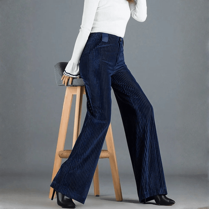PANTALON EN VELOURS TRICOTÉ TAILLE HAUTE POUR FEMME